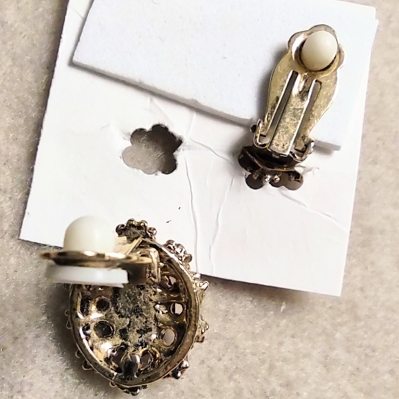 Pink Crystal Clip Earrings - Picture 10 of 12